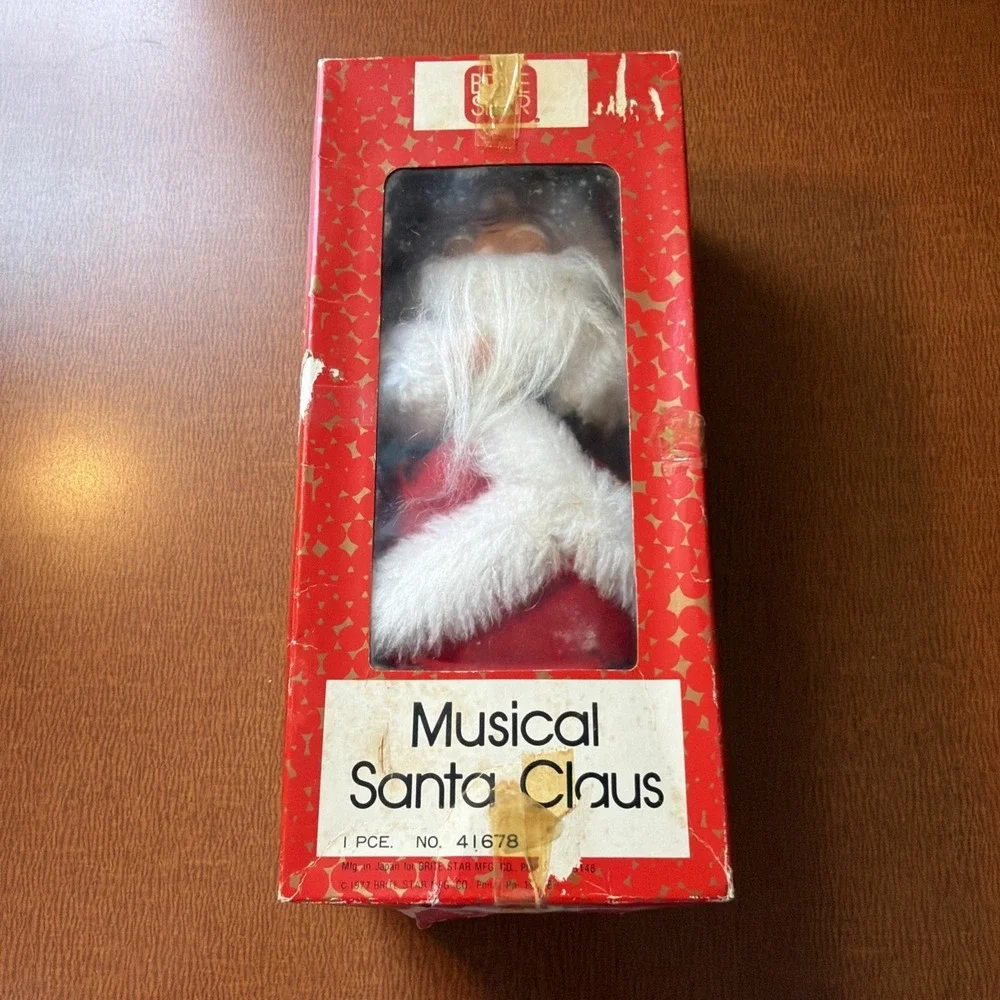 Vtg Brite Star Musical Santa With Original Box Music‎ Works!